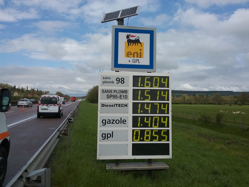 Afficheur présignalisation prix carburants ENI AGIP Les Lochères