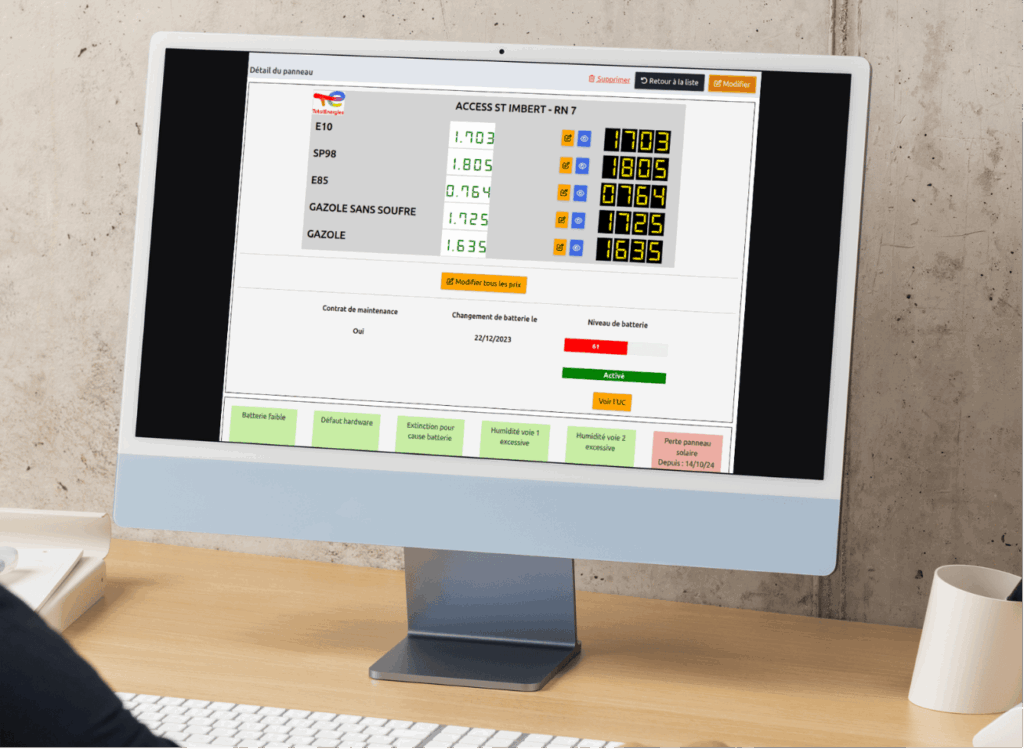 Interface web CentoEnergies sur ordinateur